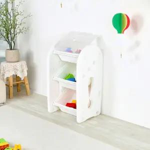 튼튼하고안전한 HDPE소재 국내생산 장난감정리함 3단 대형바구니3P/수납선반 장난감선반 트롤리