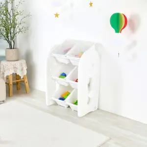 튼튼하고안전한 HDPE소재 국내생산 장난감정리함 3단 중형바구니 6P/수납선반 장난감선반 트롤리