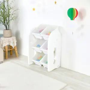 튼튼하고안전한 HDPE소재 국내생산 장난감정리함 3단 중형바구니 6P + 뚜껑포함/장난감선반