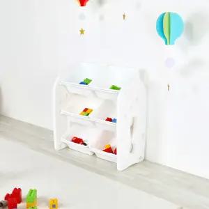 튼튼하고안전한 HDPE소재 국내생산 장난감정리함 3단 대형바구니 6P/수납선반 장난감선반 트롤리