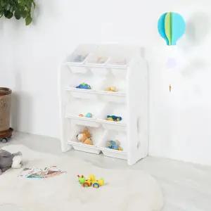 튼튼하고안전한 HDPE소재 국내생산 장난감정리함 4단 중형3P 뚜껑포함+대형바구니 6P/오픈형 장난감선반