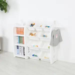 튼튼하고안전한 HDPE소재 국내생산 장난감정리함 4단 중형3P 대형바구니6P 책장1P/오픈형 장난감선반