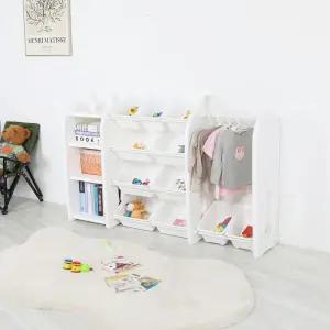 튼튼하고안전한 HDPE소재 국내생산 장난감정리함 4단/어린이책장 유아행거 오픈형 장난감정리대