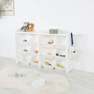 튼튼하고안전한 HDPE소재 국내생산 장난감정리함 4단 대형바구니12P/수납선반 장난감선반 트롤리