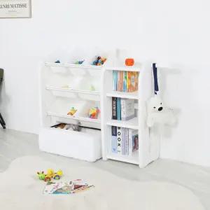 튼튼하고안전한 HDPE소재 국내생산 장난감정리함 4단 + 유아책장1P/오픈형장난감선반 장난감정리대