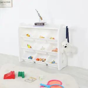 튼튼하고안전한 HDPE소재 국내생산 장난감정리함 4단 대형바구니 9P/오픈형정리대 장난감선반