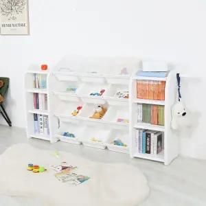 튼튼하고안전한 HDPE소재 국내생산 장난감정리함 4단 바구니12P 유아책장2P/오픈형장난감선반 장난감정리대