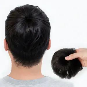 인모 블랙 정수리가발 인조 모 바닥 가발 숱 조절 패션 스타 일링 모자 헤어 피스 커버