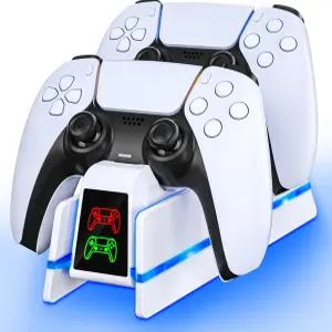 플레이스테이션 5용 PS5 컨트롤러 충전소 듀얼센스 /듀얼센스 엣지 10개의 LED 조명이 있는 액세서리 충전