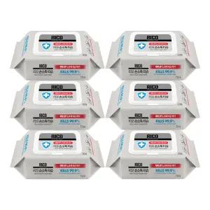 리꼬 소독티슈 70매 x 6팩 (소박스) 살균티슈 알콜 향균 티슈 차량용 물티슈 (캡형)