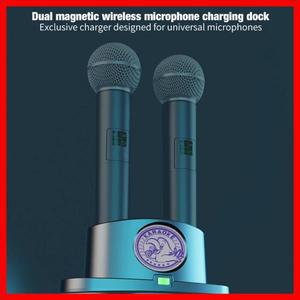 듀얼 마그네틱 무선 마이크 충전 스테이션 범용 마이크 충전기 휴대용 데스크탑 스탠드 스마트 에너지 절약