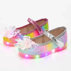 레트로 수정 국산 아동 키즈 공주 여아 LED 구두