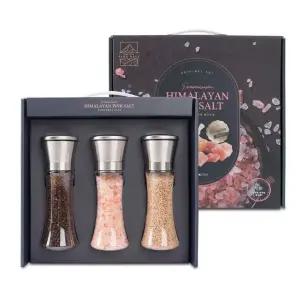 마마로 히말라야 핑크솔트 참깨 통후추 스테인레스 그라인더 3종 세트