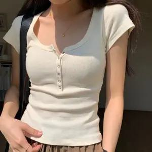 여성 단추 골지 슬림 스판 라운드 베이직 반팔티흰색긴팔 이너 옆트임 무지기본 넥긴팔 무지 긴팔쭉