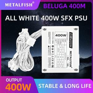 METALFISH SFX400W 백색 POWER C 공급 장치 20V 입력 듀얼 62Pin PCIe 포트 고효율 자동 PWM 팬 게임 컴퓨
