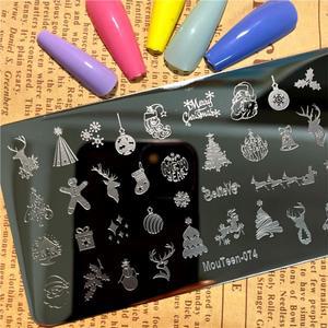 크리스마스 스타일 네일 스탬핑 플레이트 데이 아트 템플릿 산타 클로스 스탬프 Mouteen-074