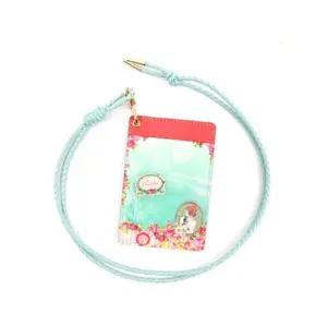 카드지갑 카드 목걸이 러블리 꽃무늬 보관 지갑 민트 카드목걸이 소가죽카드지갑 10대지갑