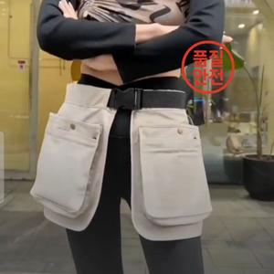 패션 다기능 허리 팩 블랙 멀티 포켓 앞치마 벨트 가방 대용량 조절 가능한 남자