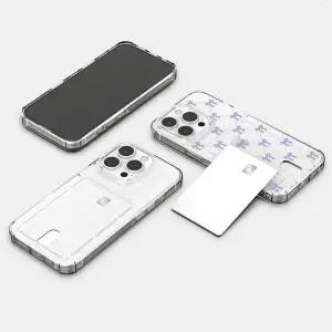 아이폰 14 15 16 17 프로 맥스 플러스 코지 리본 패턴 투명 에어쿠션 카드 젤리 케이스