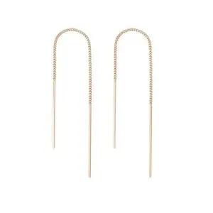 [하프클럽/]정품 14K 골드 스틱 체인 드롭 롱 귀걸이