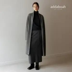 25FW 라쿤울 블렌디드 이중직 벨티드 니트맥시코트