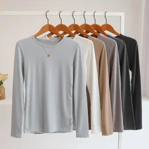 [잇수다] 1+1 미츄얼 베이직 레이온 스판 라운드 긴팔 티셔츠