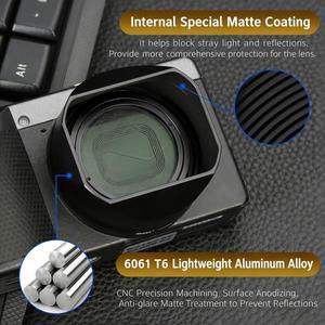 RICOH GRIV GR4 카메라 액세서리용 Haoge 금속 사각 렌즈 후드 LH-GR4