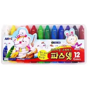 TBZ 아모스 파스넷 NEW 12색 박스 48개입 아모스파스넷 어린이색연필 어린이크레용