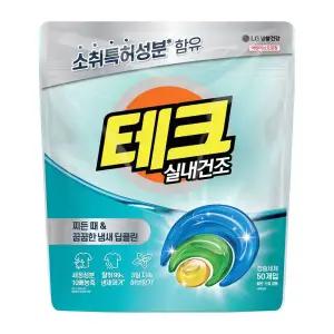 테크 실내건조 냄새 딥클린 3 in 1 일반 드럼 겸용 캡슐세제 50입
