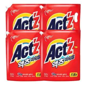 액츠 파워젤 드럼용 2L 4개 리필 액체세제 세탁세제