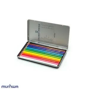 bns 문화 고급 12색연필 틴케이스 색연필 철재케이스 미술용 학습용 고급색연필 철재케이스