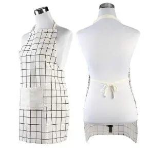 앞치마 화이트 린넨 모던체크