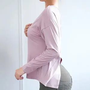 여성 긴팔 요가복 운동 티셔츠 편안한 디자인