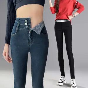 토보샵 데님 맛집 / 기모 여성 스키니진 청바지 일자 하이웨스트 밴딩 빅사이즈 스판데님팬츠