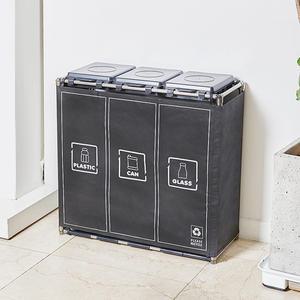 커버 사각 재활용 분리수거함 3단(블랙)