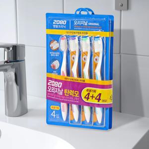 [2080] 오리지날 칫솔 4+4입 탄력모 / 일반칫솔