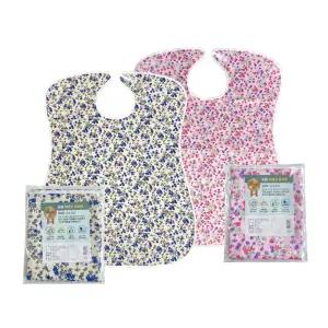 방수 에이프런 성인용 앞치마 환자용 꽃무늬 턱받이 블루 핑크