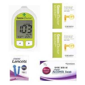 녹십자 그린닥터 혈당측정기 풀세트 (기계세트+시험지 100매+채혈침110개+알콜솜100매)