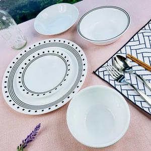 코렐 블랙 화이트 18P 4인 홈세트 식기 신혼 혼수 플레이팅 집들이 그릇