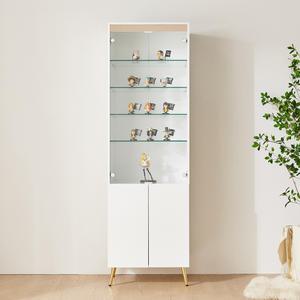 모던탑21 골드 콤비 600-5단 유리 장식장 피규어 진열 수납장