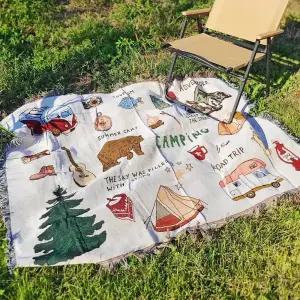 크로퍼스 캠핑일러스트 블랭킷 감성 캠핑 러그 담요 소파 180x230 (CGR-027)