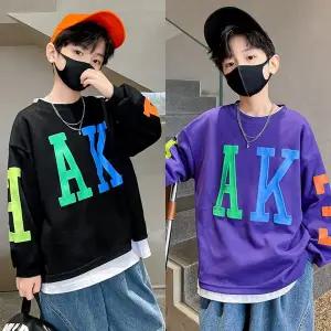 [삐삐네옷가게] 남아 주니어 봄 가을 솔리드 캐릭터 맨투맨 상의 초등학생 티셔츠 단품