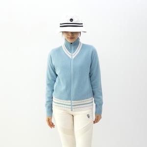 겨울 싱글 여성 여자 골프 웨어 방풍 하이넥 폴라 니트티 가디건 상의 ZIPUPKNIT