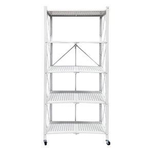 폴딩선반 5단 화이트 원터치 접이식 이동식 철제선반 다용도실 베란다 펜트리 수납 정리 페리코 FS5-WHITE