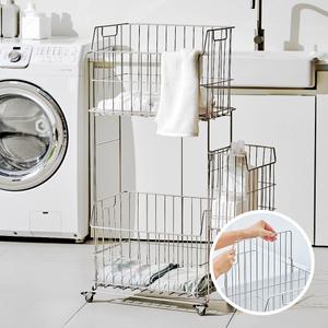 로긴 304 올스텐 이동식 세탁 빨래바구니 2단 (세트)