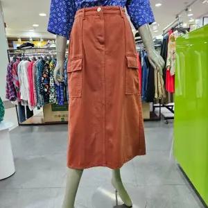 베네통/애플아울렛/백 밴딩 포켓 다잉 롱 스커트 BASK05341