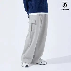 컴포트 원턱 와이드 카고 기모 트레이닝 팬츠 (TOP183)