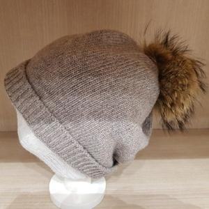[애슬릿] 밍크 방울 무지 니트 비니 커플 겨울 털 모자