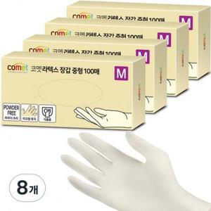 코멧 라텍스장갑 100매입 화이트 × 중(M) 8개