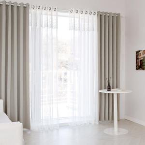 까르데코 크림라떼 형상기억 암막+디망쉬 레이스 안방 거실 대형커튼 4장